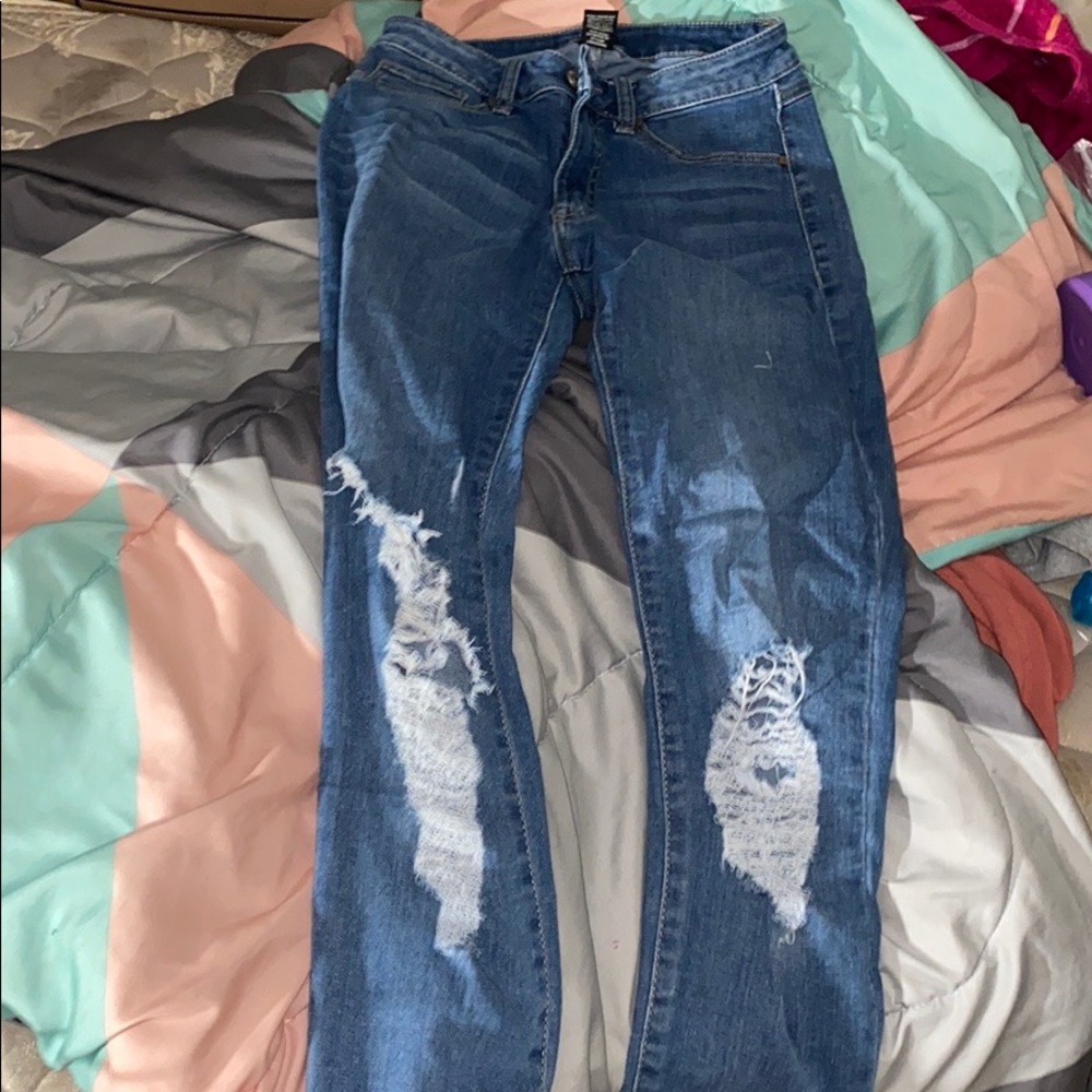 Blue rewash skinny  jeans